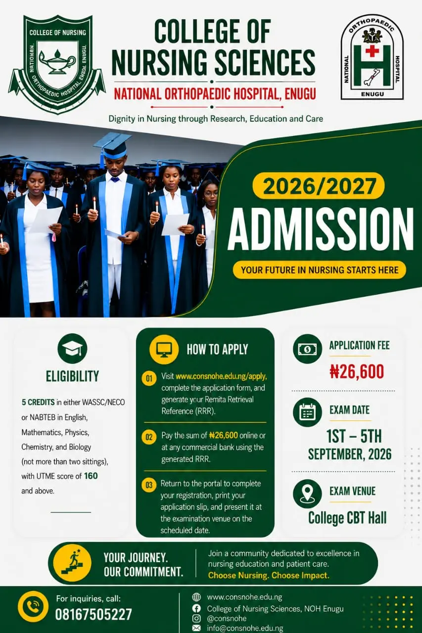 2026/2027 ND/HND Nursing Application Form Now on Sale